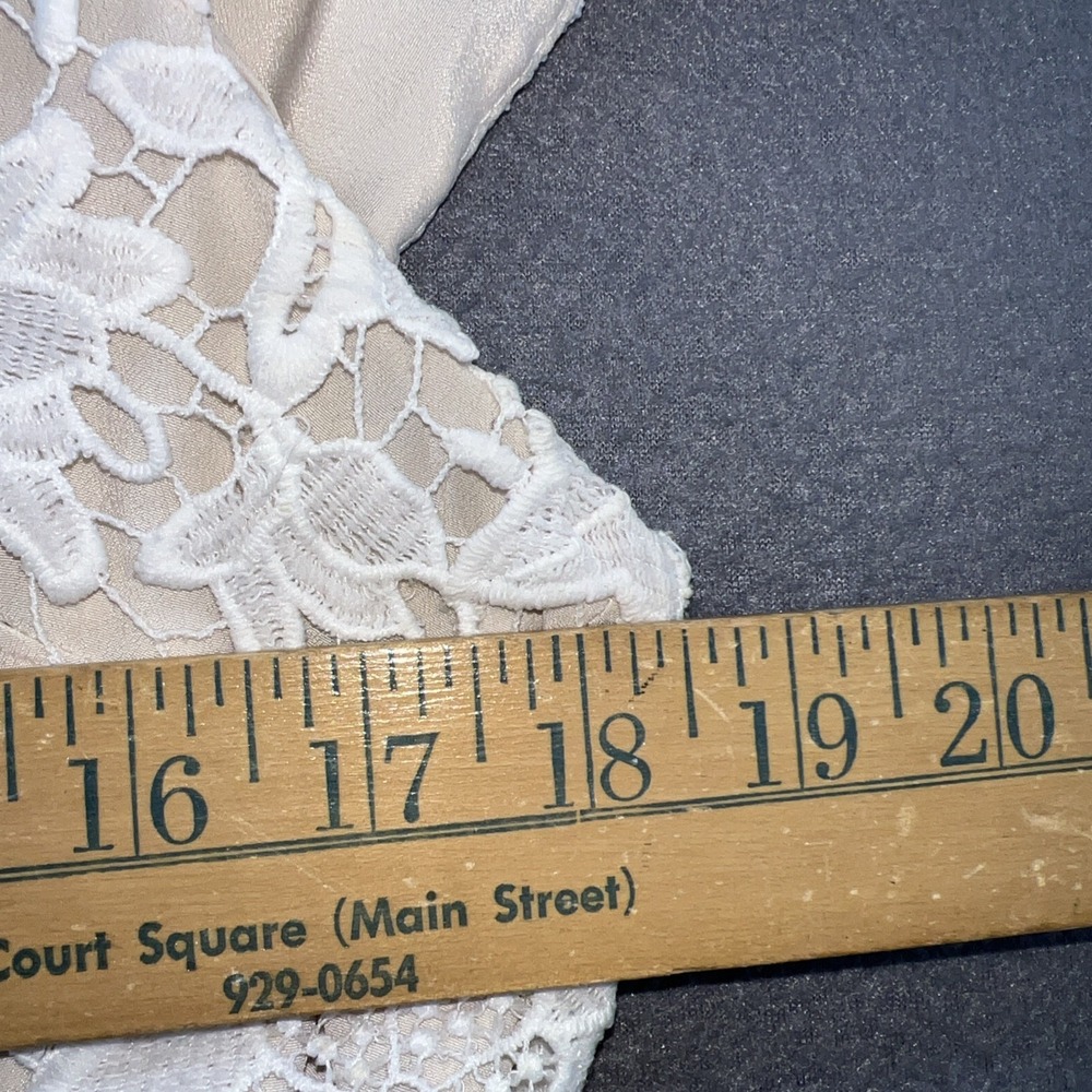 Luxology Dress Womens Sz 8 Ivory Lace Midi Cap Sleeve Zip Back - Picture 3 of 11